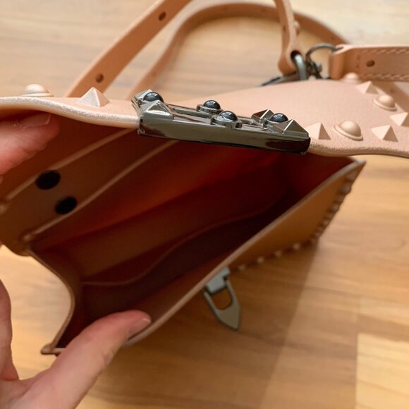 Jelly Purse Clutch Purse Vegan Muted Rose Gold Studded Removable Strap - Picture 11 of 13